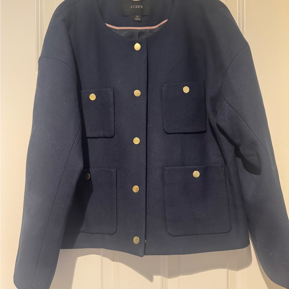J. Crew Women's Navy Jacket with Gold Buttons